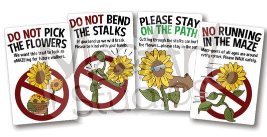 Sunflower Maze Rule Signs (8 pack)