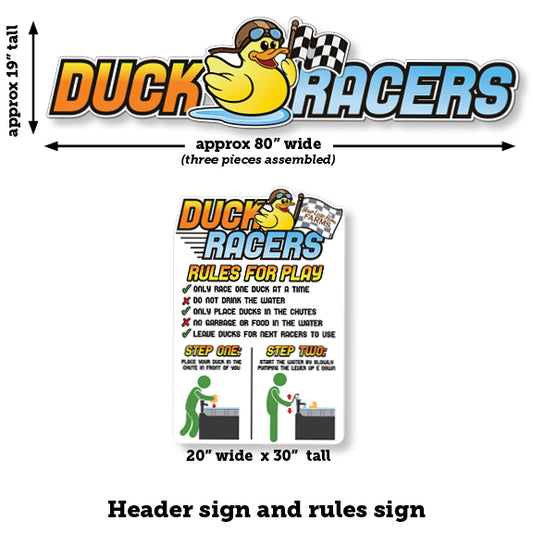 'Duck Racers' Header and Rules signs