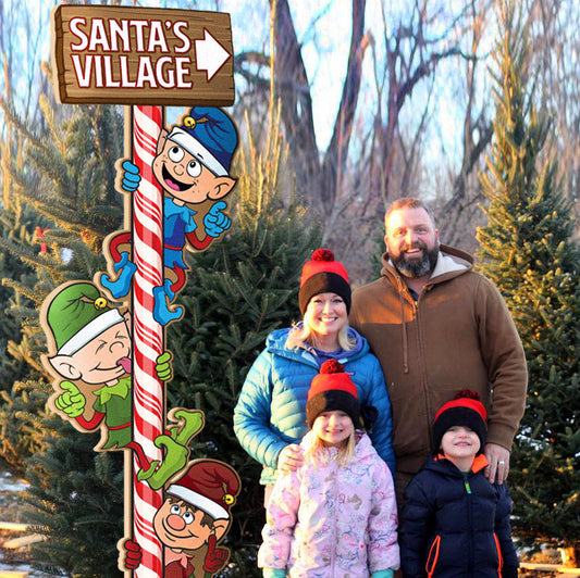 "Above the crowd" sign posts.